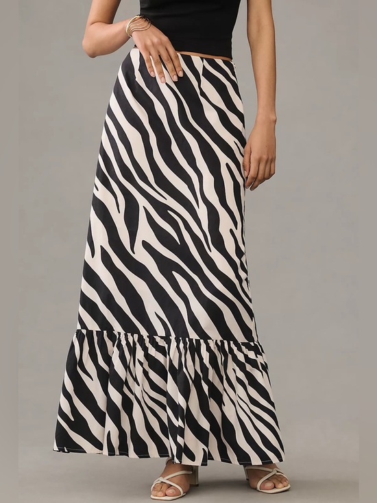Anthropologie Dresses & Skirts - Anthropologie Forever That Girl Zebra Print Ruffle Hem Maxi Skirt NWT Size Small